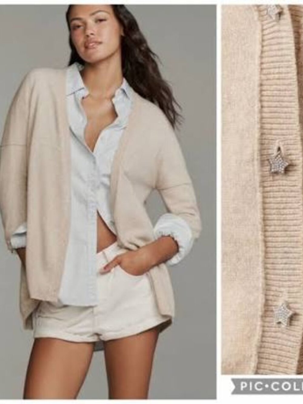 Pilcro by Anthropologie The Cashmere Collection Star Button Cardigan-Size S-NWT